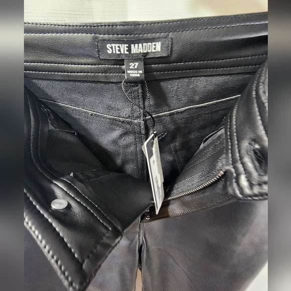 Steve Madden Loren High-Rise Faux-Leather Pants Sz 27 Black - Picture 6 of 9